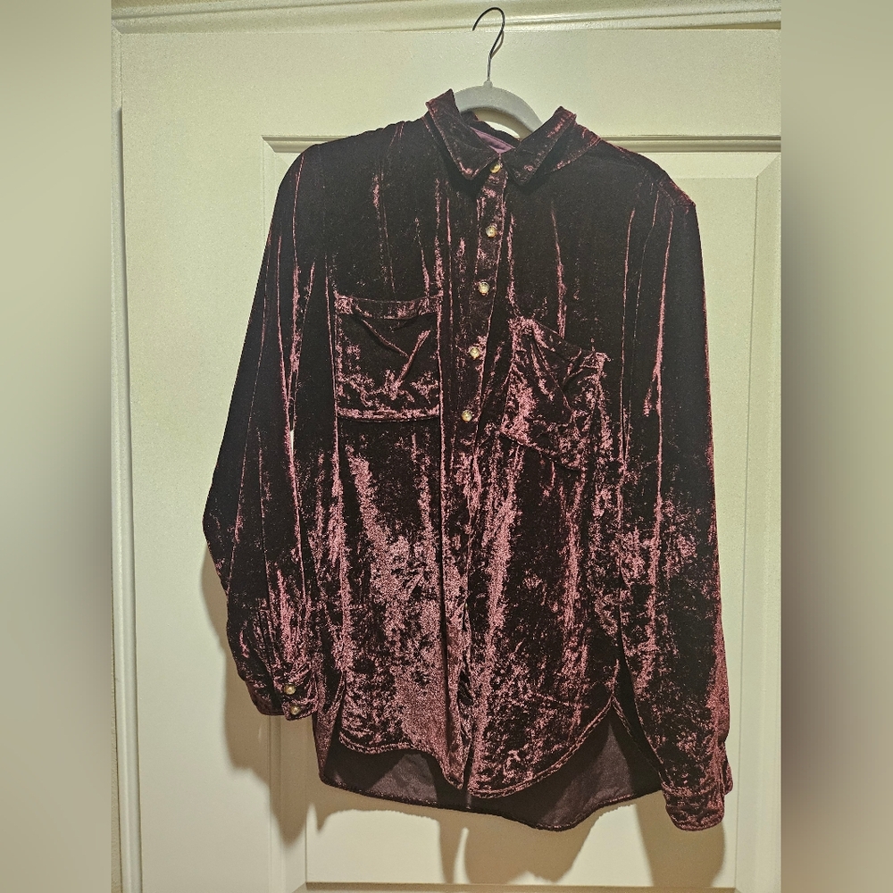 Maeve Velvet Button-Up Shirt